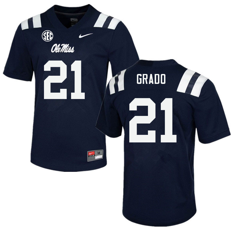 Alex Grado Ole Miss Rebels NCAA Men's Navy #21 Stitched Limited College Football Jersey GIF0758LY